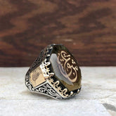 Love Model Amber Stone Silver Ring for men (1)